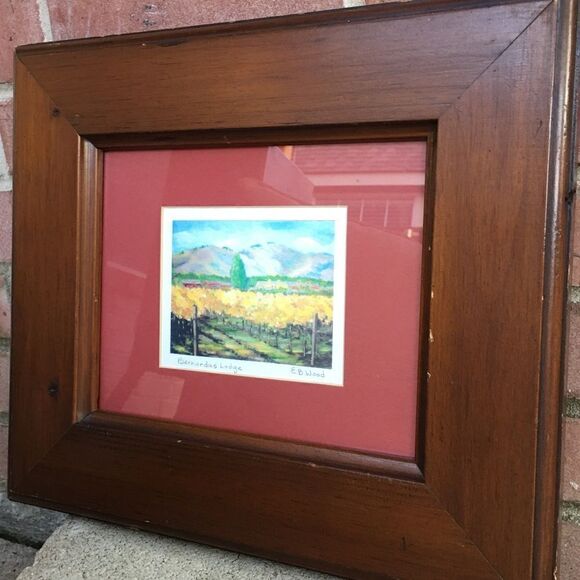 Artist Signed EB Webb Bernardus Lodge Watercolor in Matted Wood Frame - Picture 7 of 14